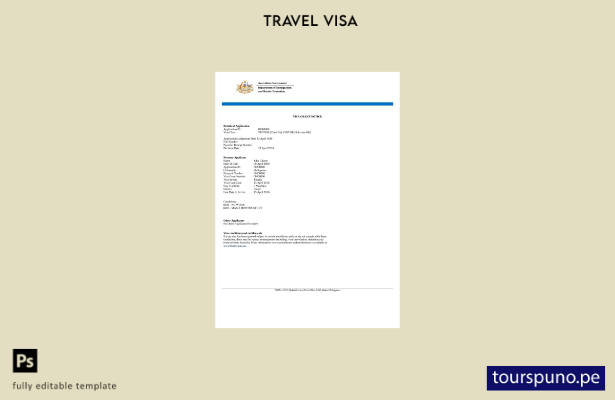 listo para imprimir la visa electrónica de Australia en plantilla de Word y PDF
